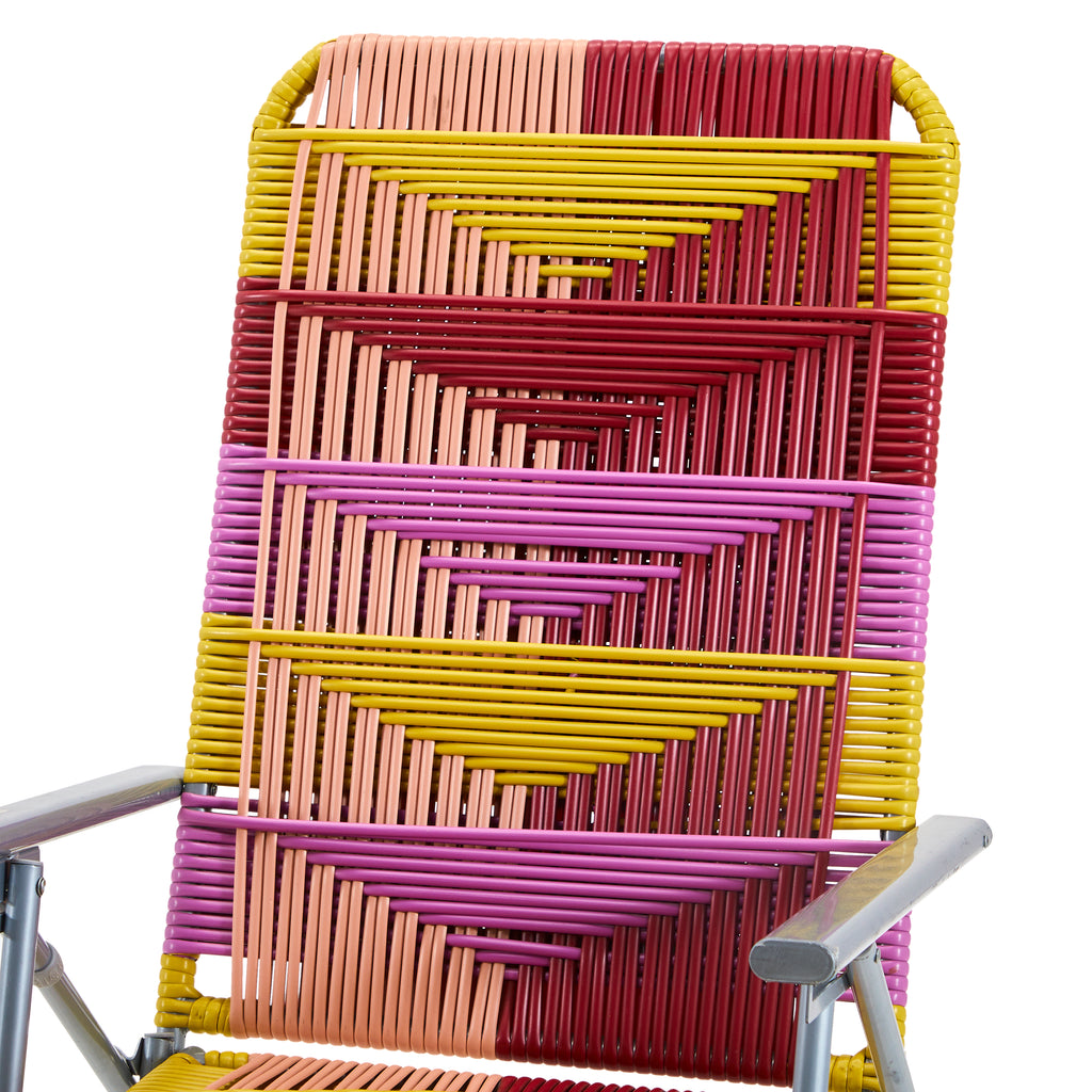 Yellow Pink & Red Woven Lawn Chair