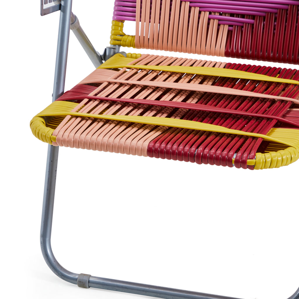 Yellow Pink & Red Woven Lawn Chair