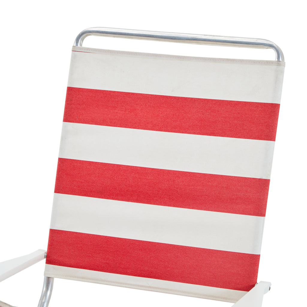 Red & White Striped Folding Beach Chair