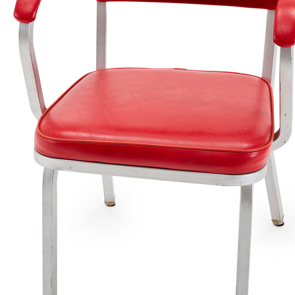 Red Vinyl Aluminum Arm Chair