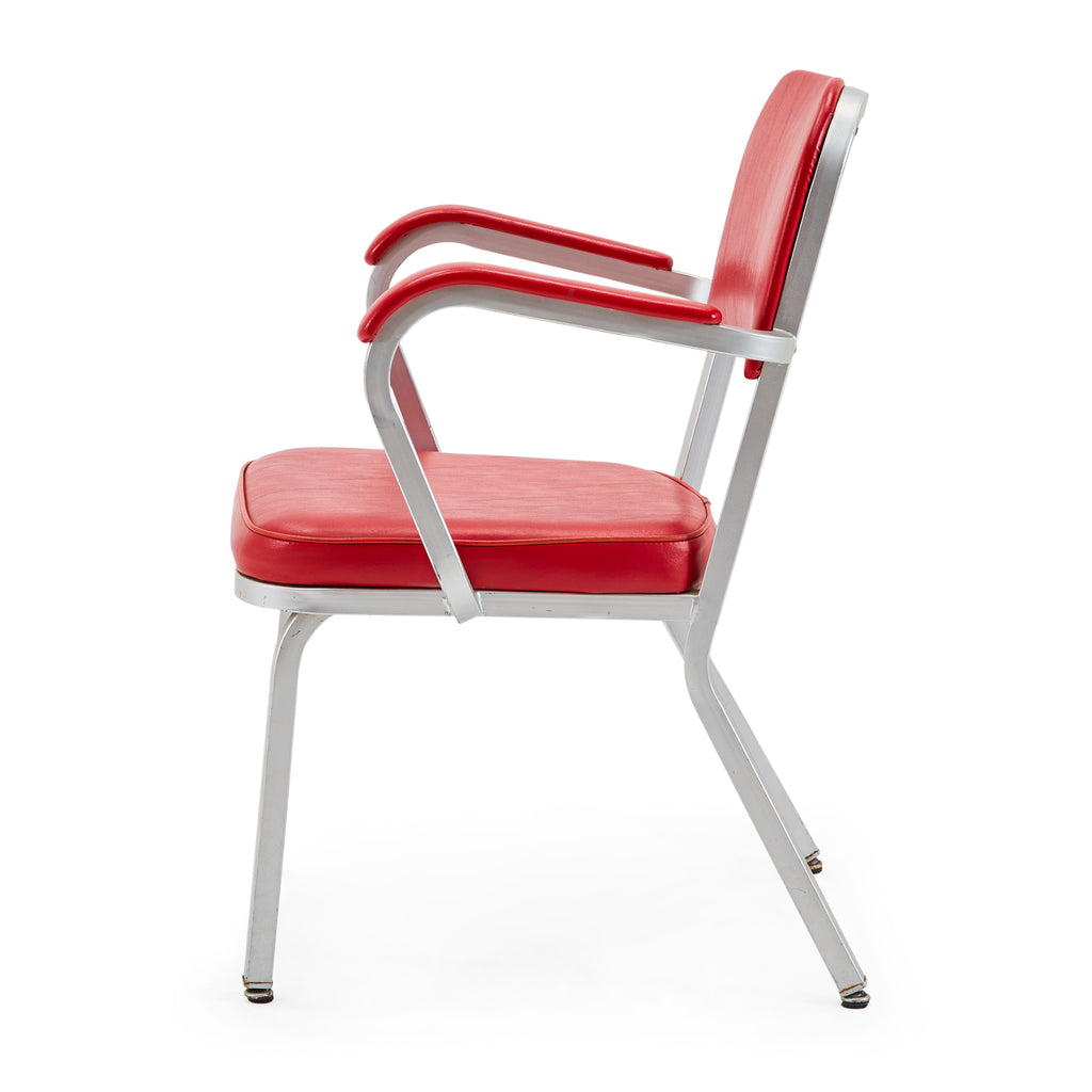 Red Vinyl Aluminum Arm Chair
