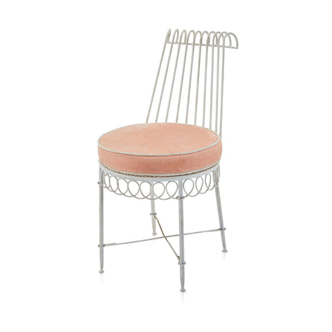 White & Pink Vintage Outdoor Side Chair