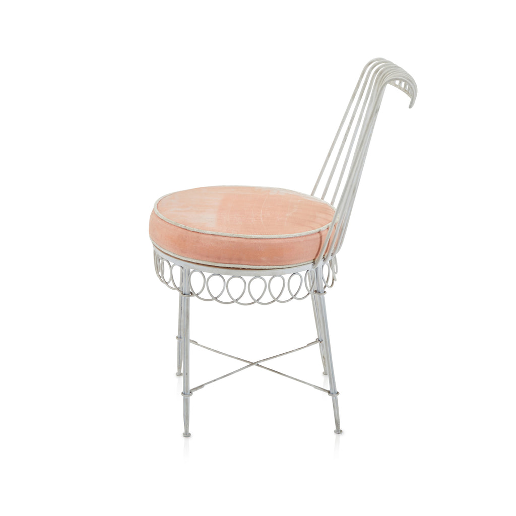 White & Pink Vintage Outdoor Side Chair
