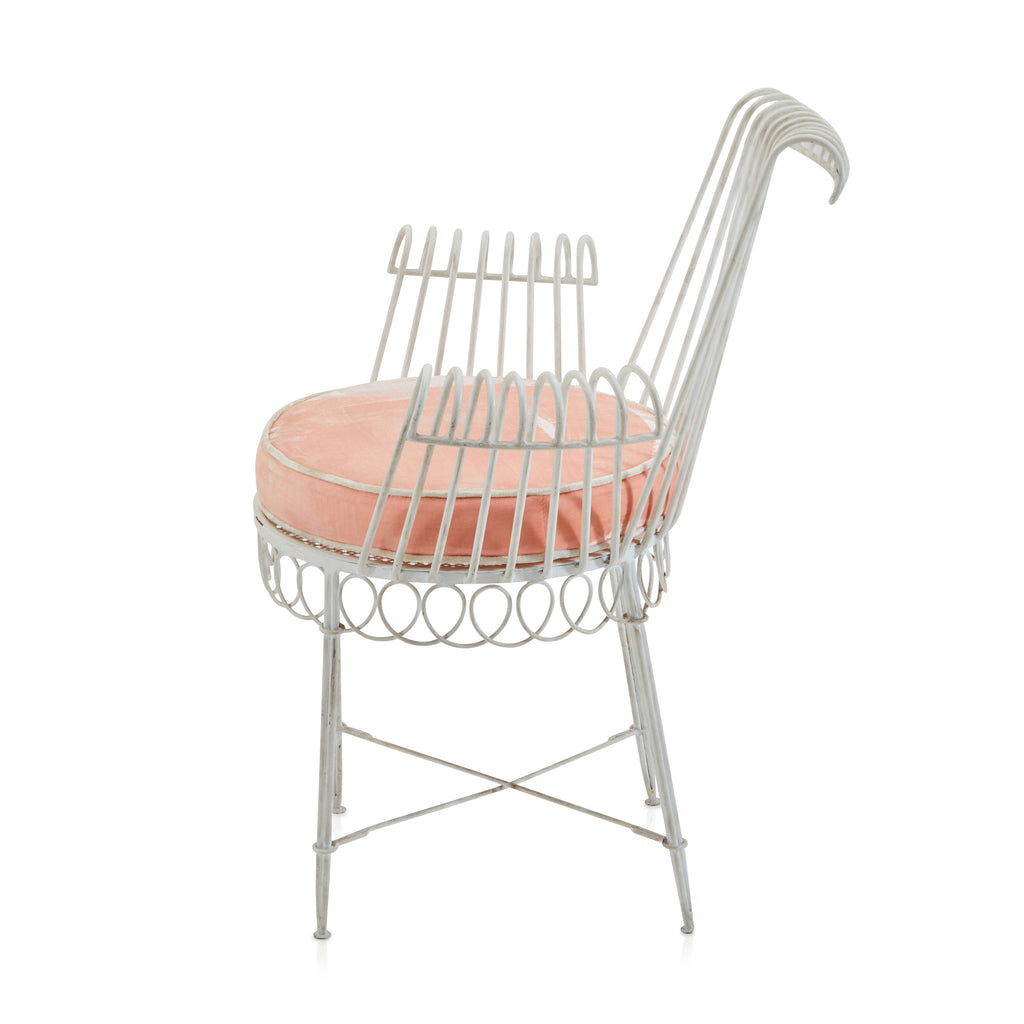 White & Pink Velvet Vintage Outdoor Chair
