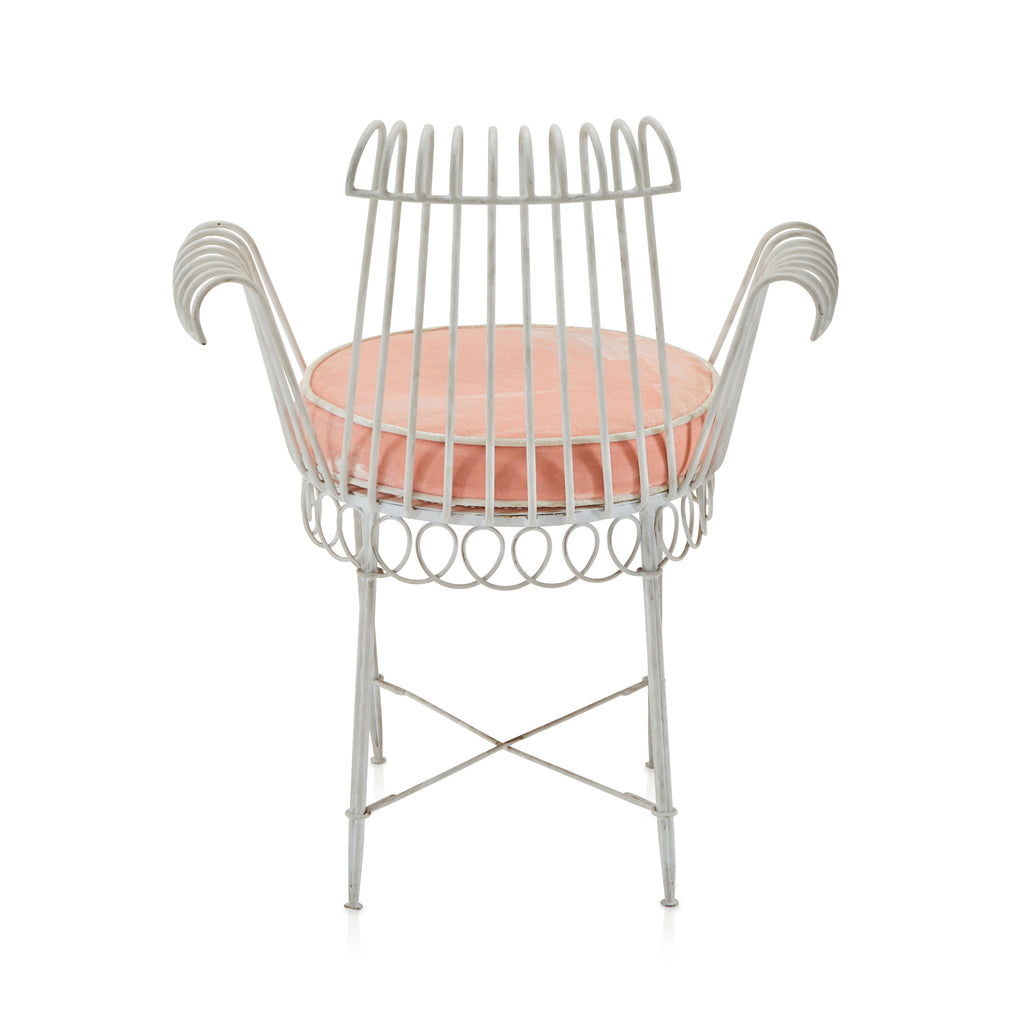 White & Pink Velvet Vintage Outdoor Chair