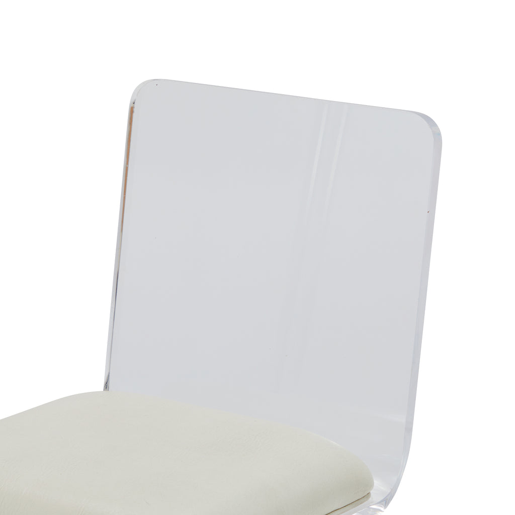 Lucite & White Leather Modern Swivel Chair