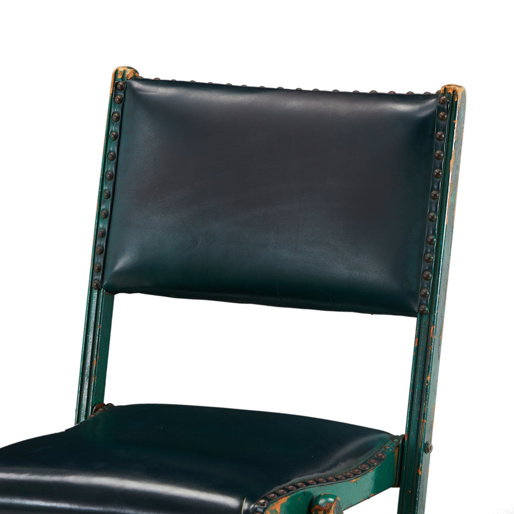 Green Leather Folding Bar Stool Chair