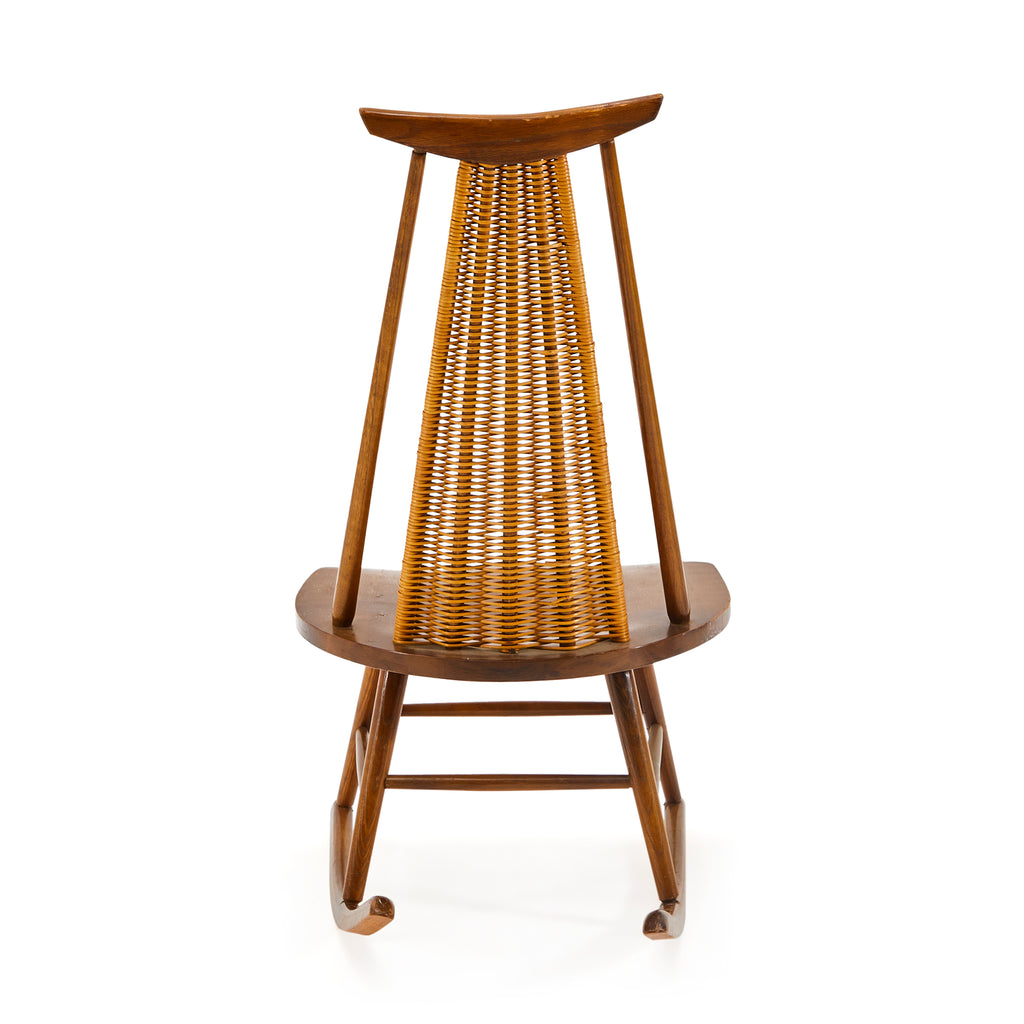 Wood & Wicker Modern Tapering Rocking Chair