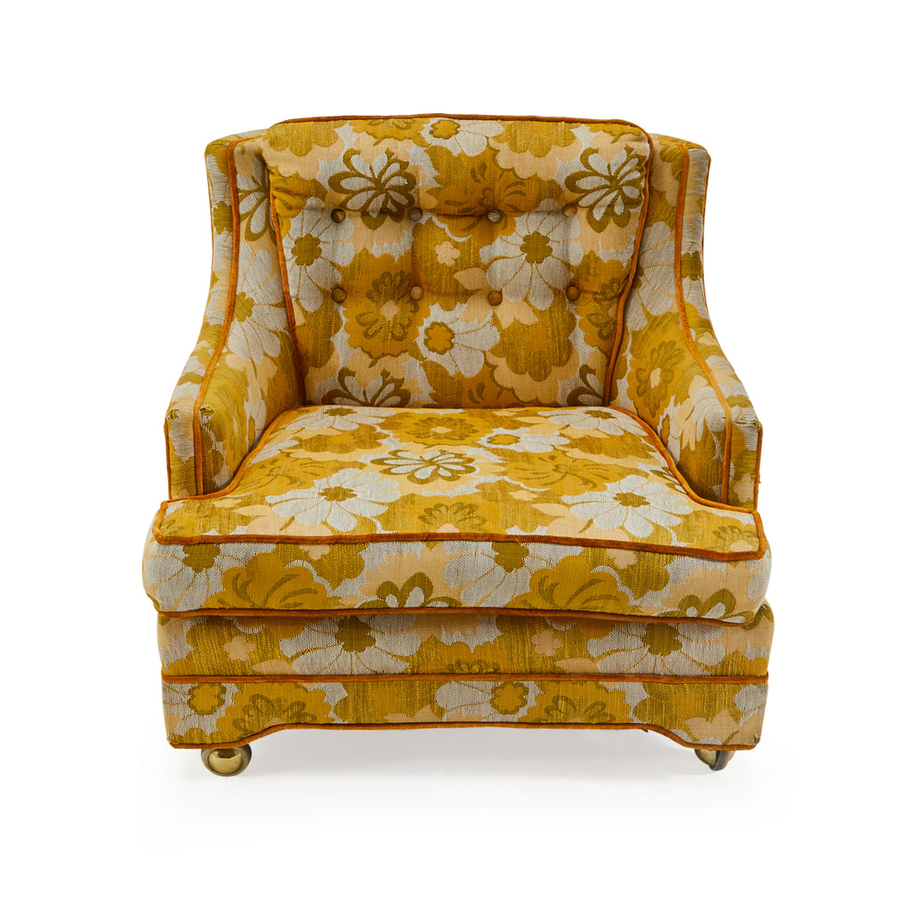 Yellow Floral Lounge Chair