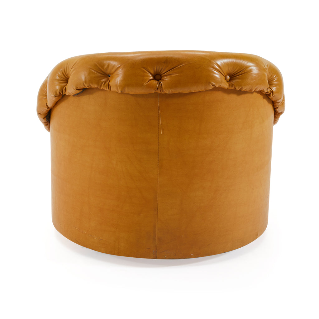 Tan Tufted Leather Vintage Lounge Chair