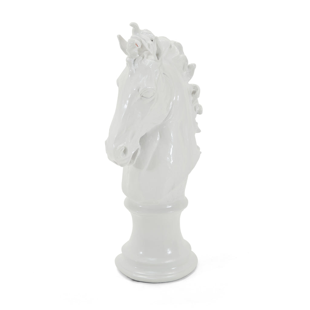 White Ceramic Horse Bust Sculpture