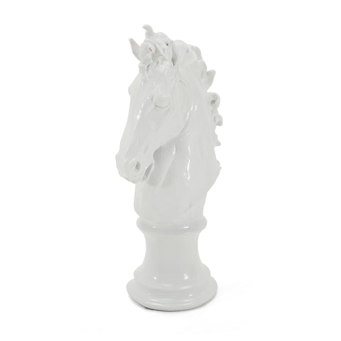White Ceramic Horse Bust Sculpture