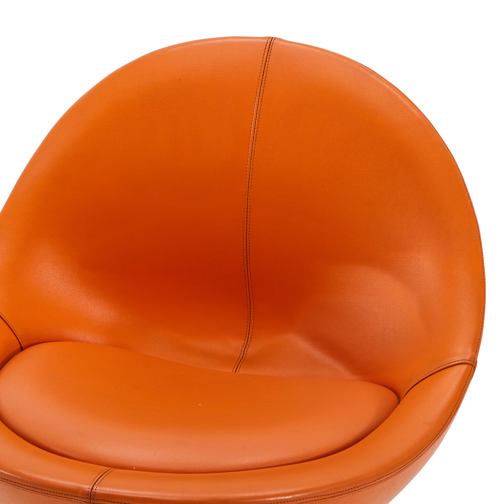 Orange Leather Scoop Bucket Chair