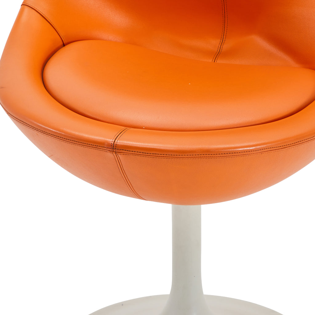Orange Leather Scoop Bucket Chair