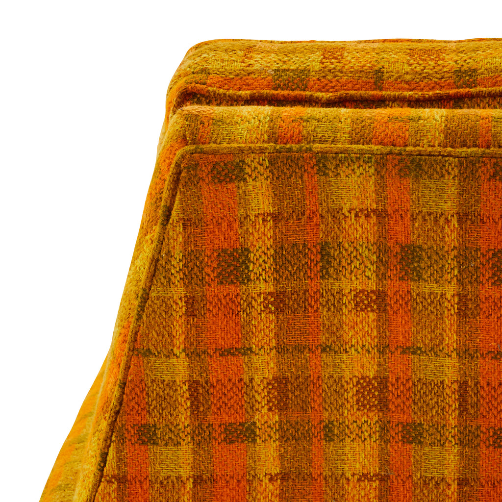 Orange Plaid Mid Century Lounge Chair