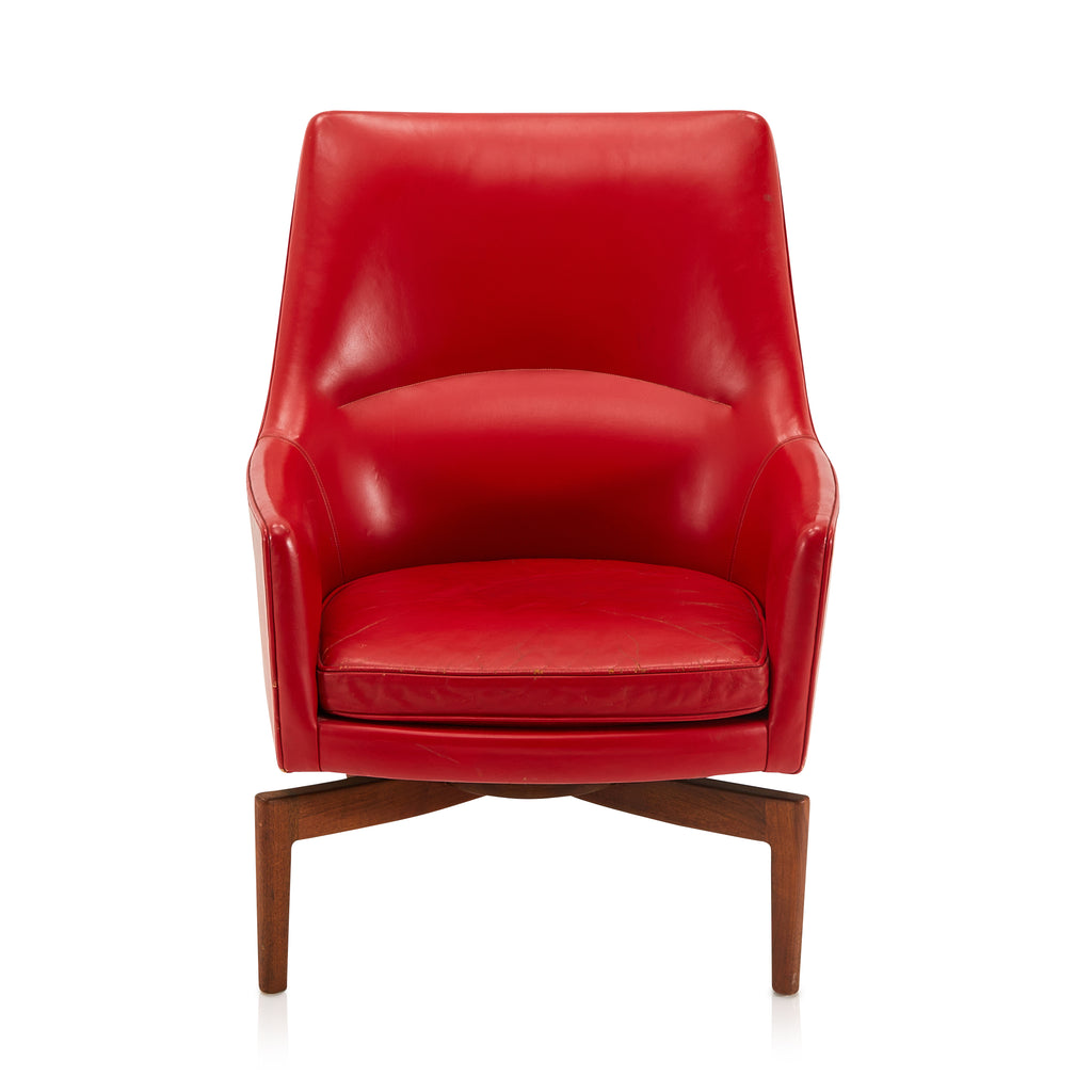 Red Leather Swivel Armchair
