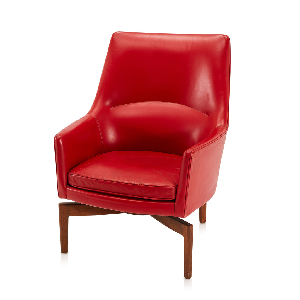 Red Leather Swivel Armchair
