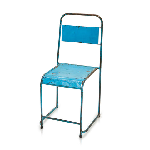 Blue Rustic Metal Industrial Chair
