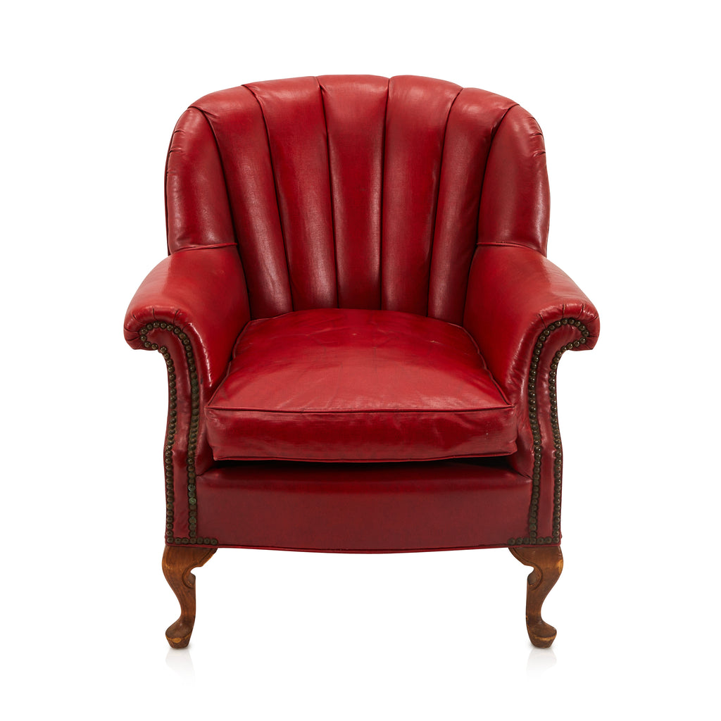 Red Leather Claw Footed Library Chair