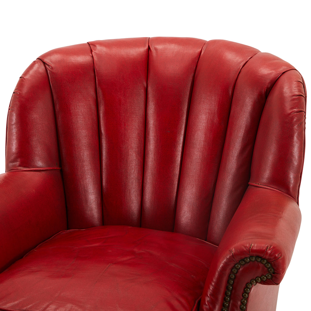 Red Leather Claw Footed Library Chair