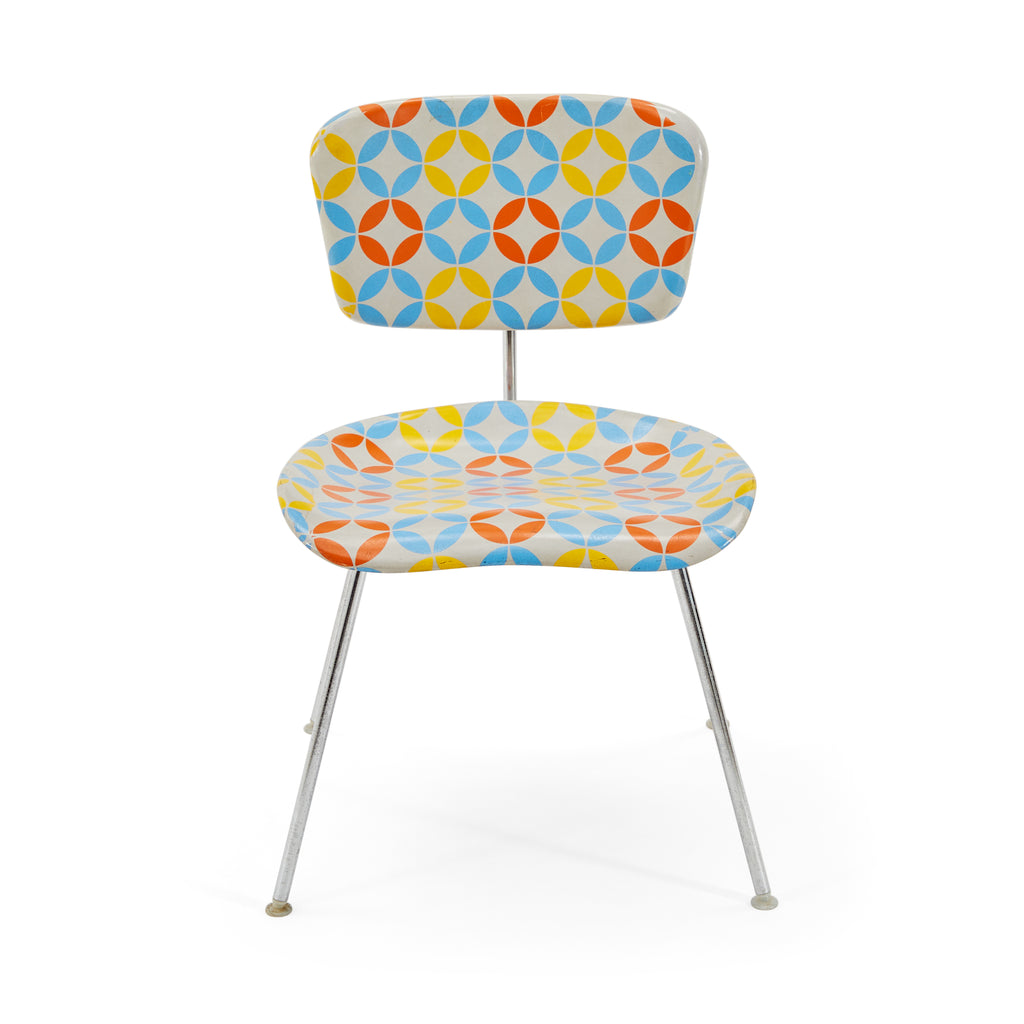 White & Patterned 70's Side Chair