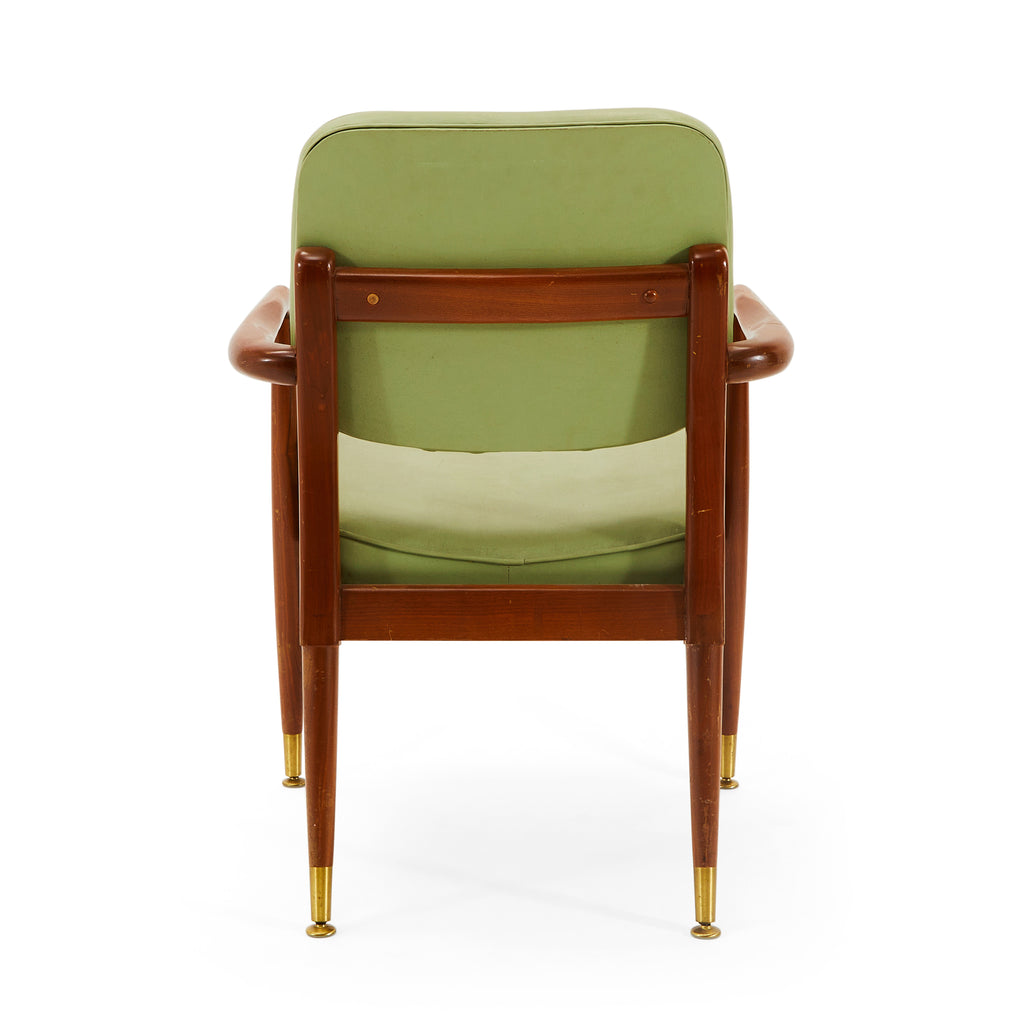 Green Vinyl & Wood Mid Century Arm Chair
