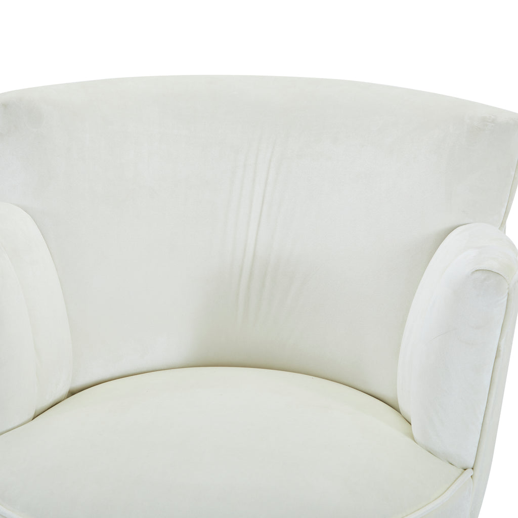 White Velvet Deco Swivel Chair