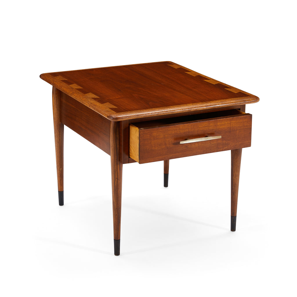 Wood Mid Century Dovetail Side Table Metal Handle - Lane