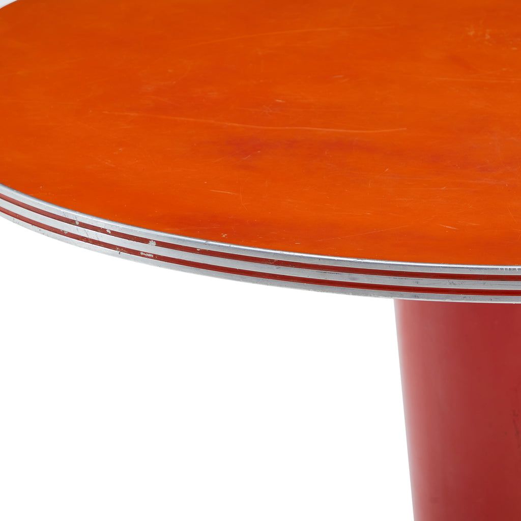 Orange Vinyl Round Side Table