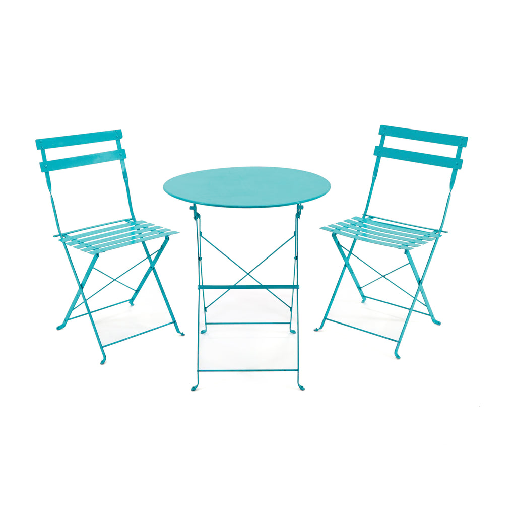 Blue Turquoise Metal Outdoor Folding Chair