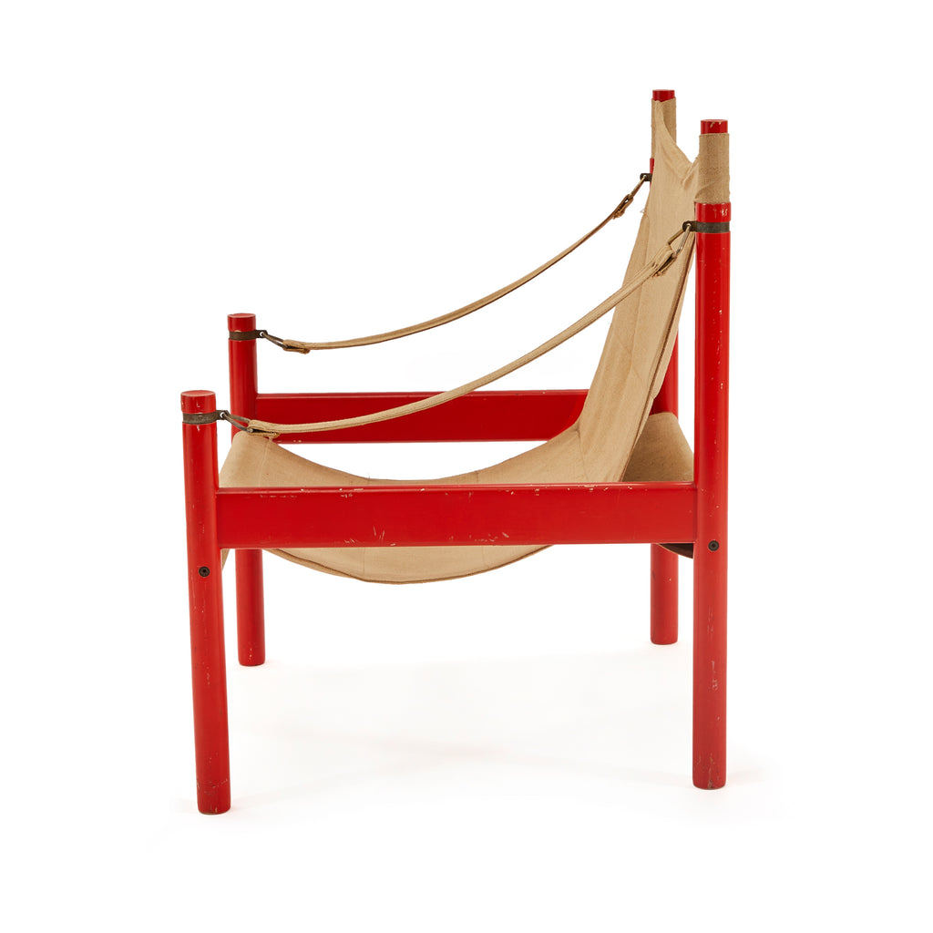 Red & Tan Canvas Sling Safari Armchair