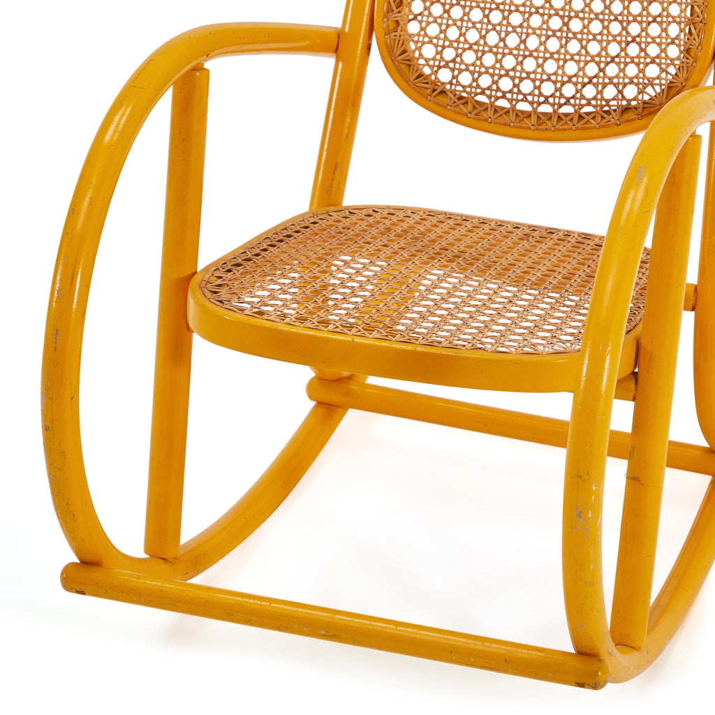 Yellow & Cane Kid's Rocking Chair