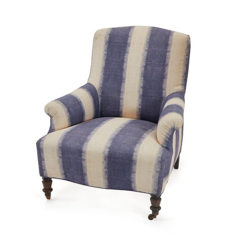 Blue & White Striped Lounge Chair