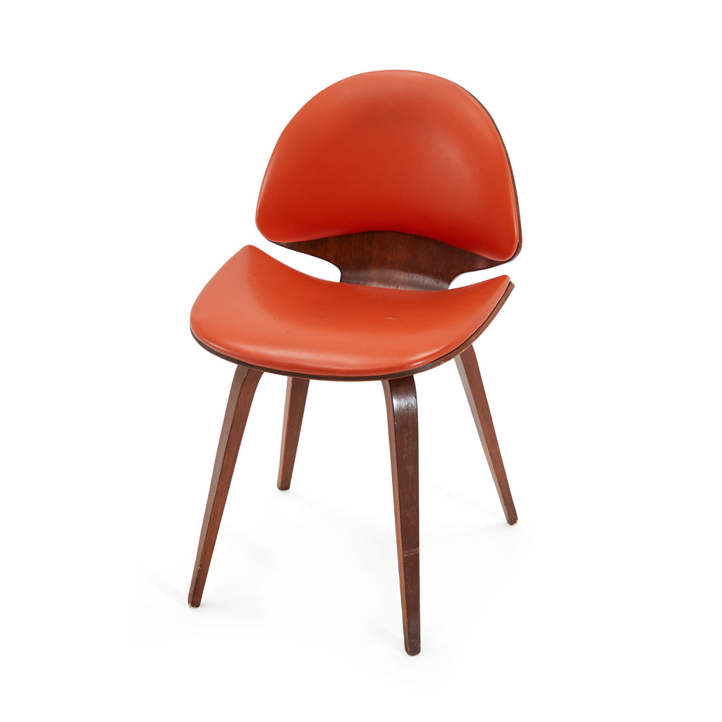 Orange & Wood Mid Century Side Chair