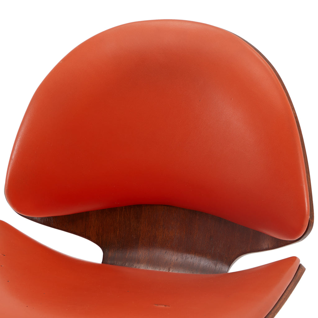 Orange & Wood Mid Century Side Chair