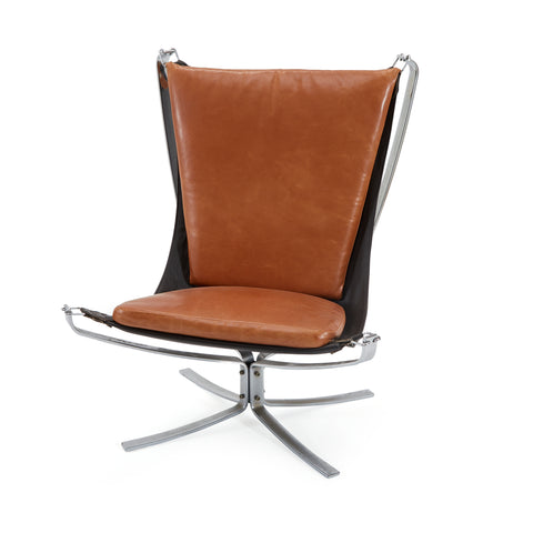 Brown & Black Leather Modern Falcon Lounge Chair