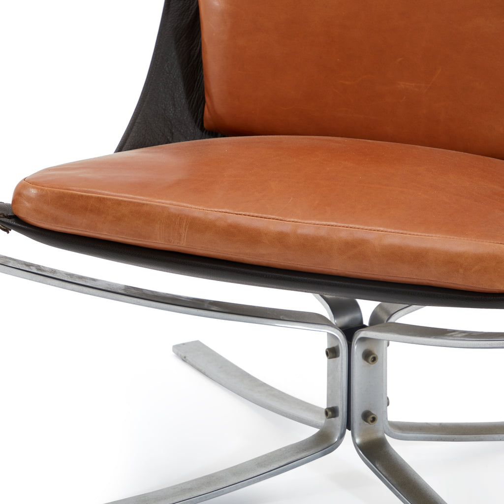 Brown & Black Leather Modern Falcon Lounge Chair