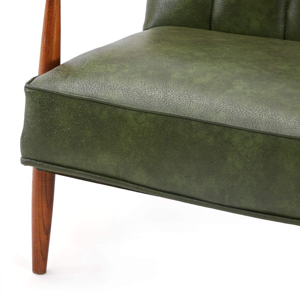 Green Leather Danish Mid Century Arm Chair