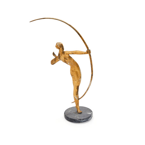 Gold Female Archer Table Sculpture