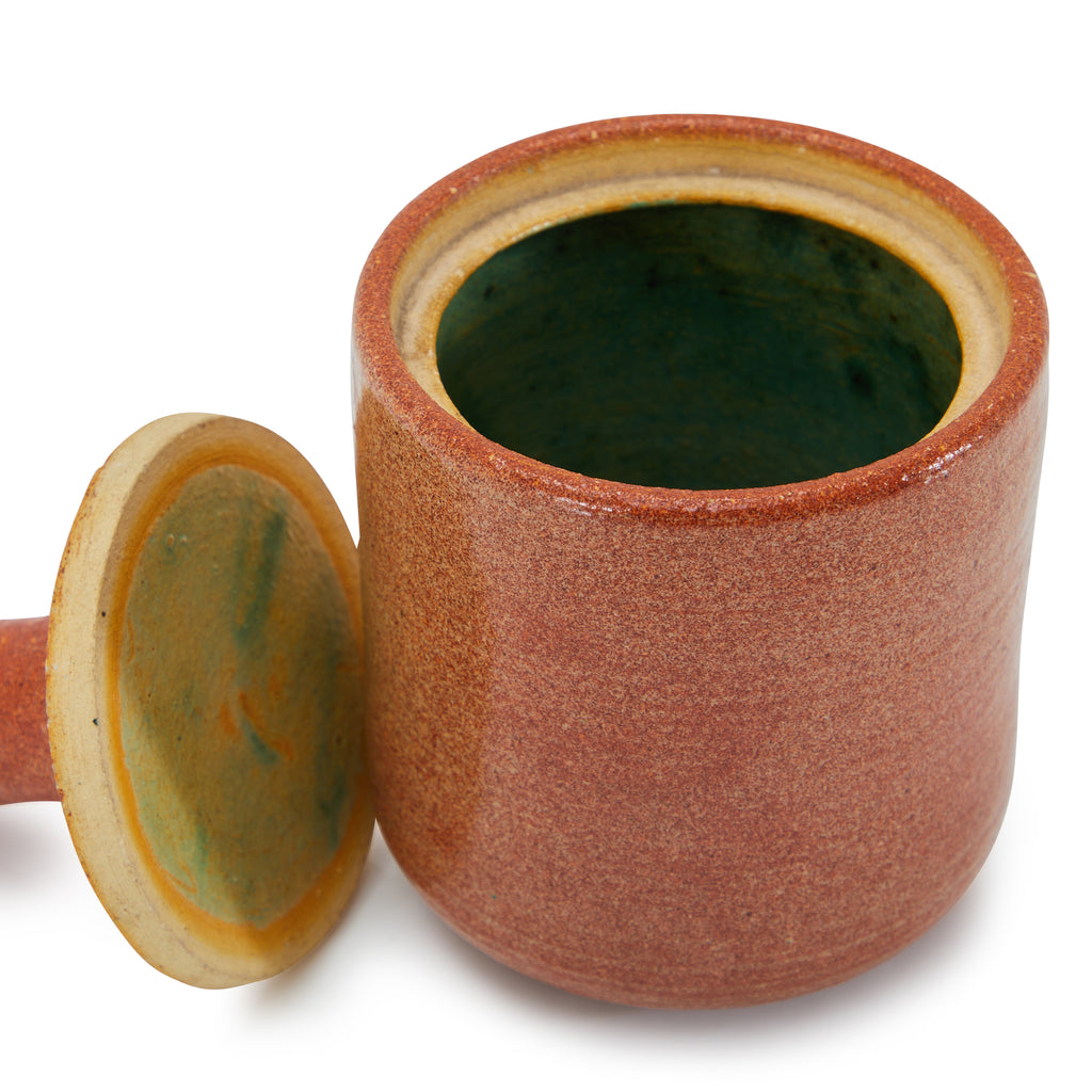 Orange Terracotta Ceramic Handmade Lidded Cup