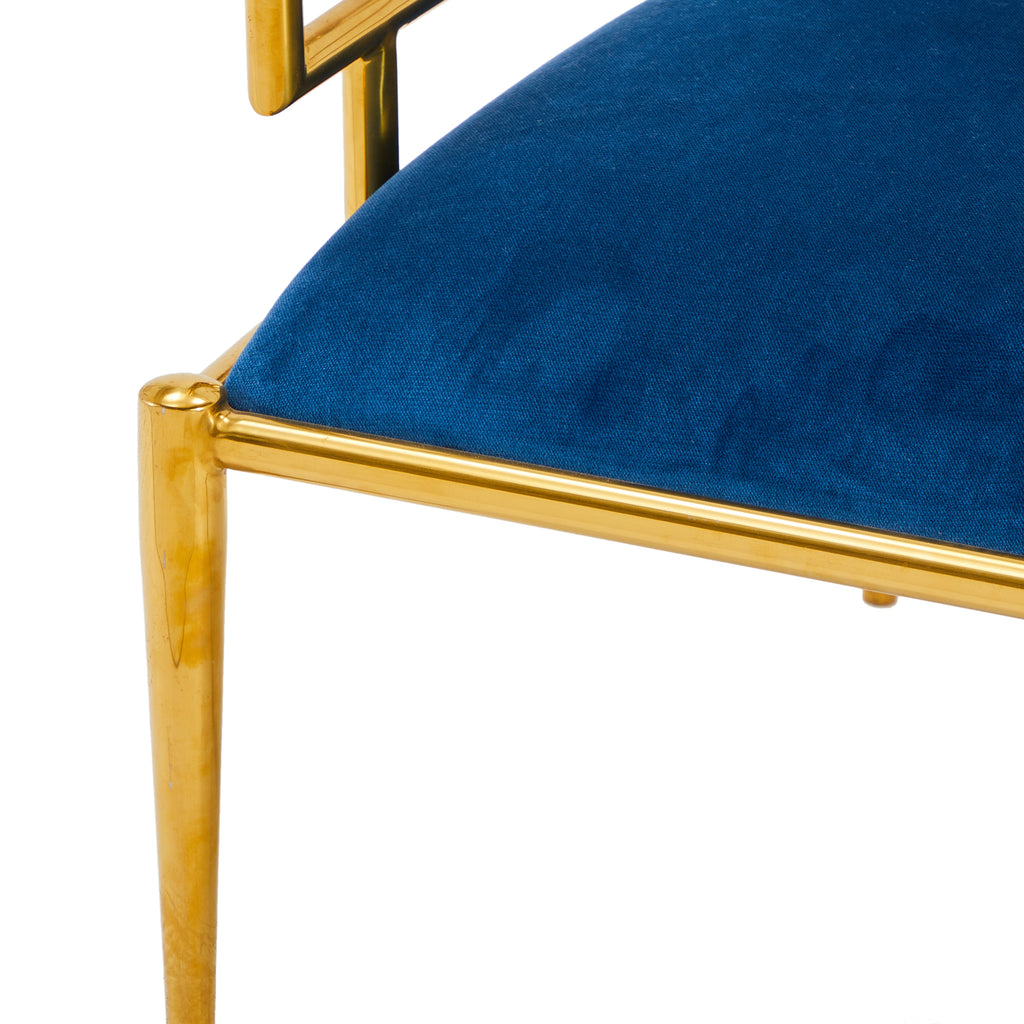 Gold & Blue Velvet Art Deco Armchair
