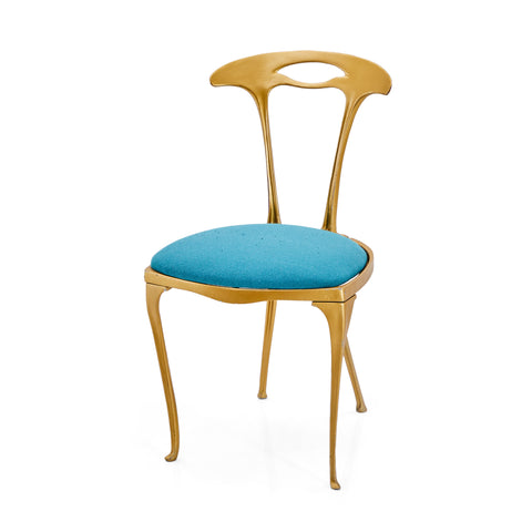 Gold & Turquoise Deco Side Chair