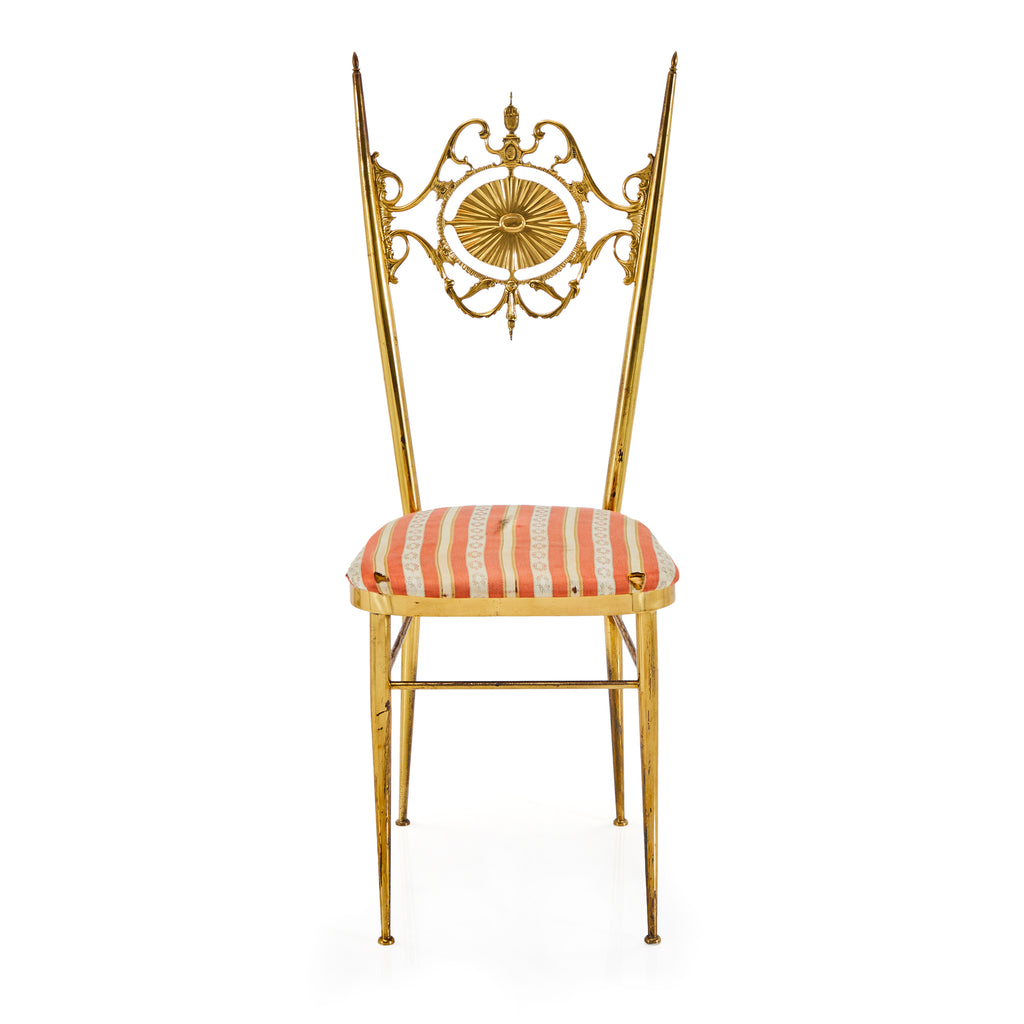 Gold Neo Classical Chair with Red Striped Cushion