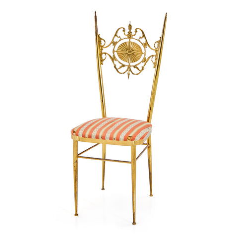 Gold Neo Classical Chair with Red Striped Cushion