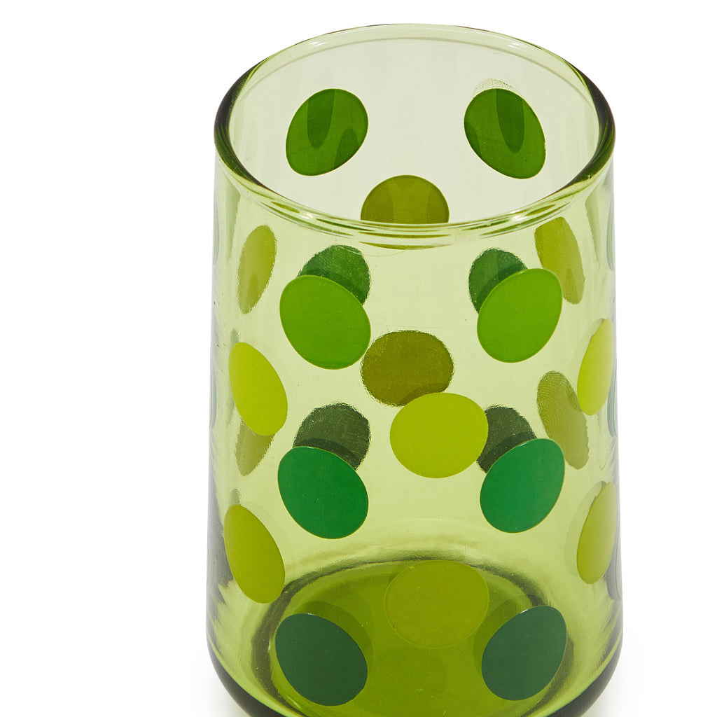 Green Polka Dot Glass Cup