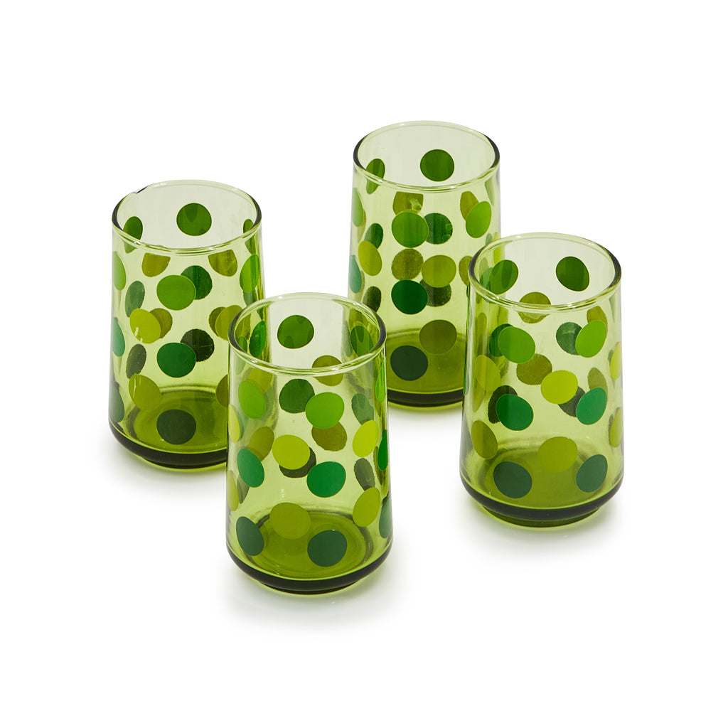 Green Polka Dot Glass Cup