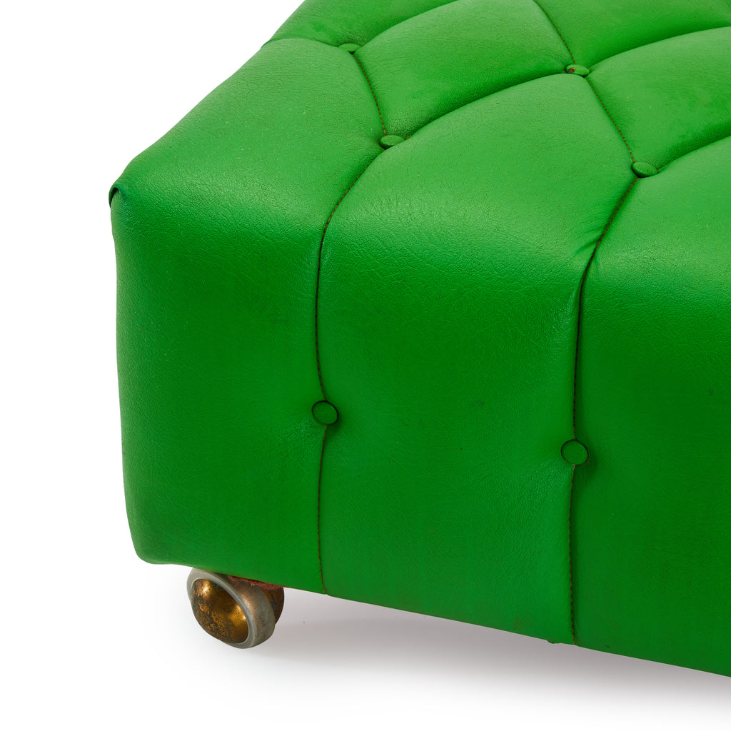 Green Tufted Leather Ottoman