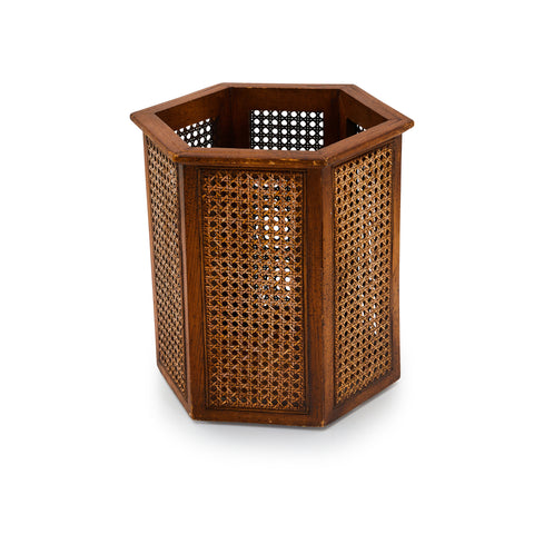 Wood & Cane Hexagon Basket