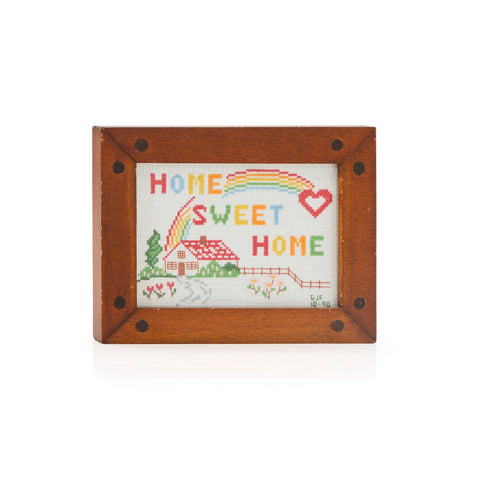 White & Rainbow Needlepoint 'Home Sweet Home' Artwork