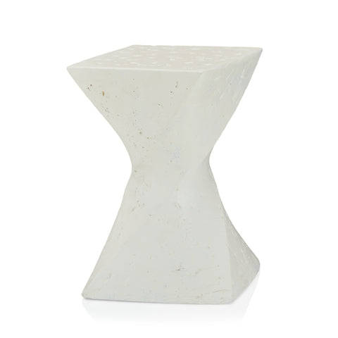 White Modern Twisting Stone Pedestal